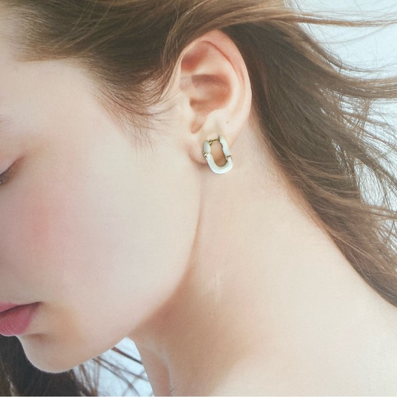 Sophie Crown 18K Gold Plated Luxury Collection Gift White Huggies Earrings - Picture 3 of 4